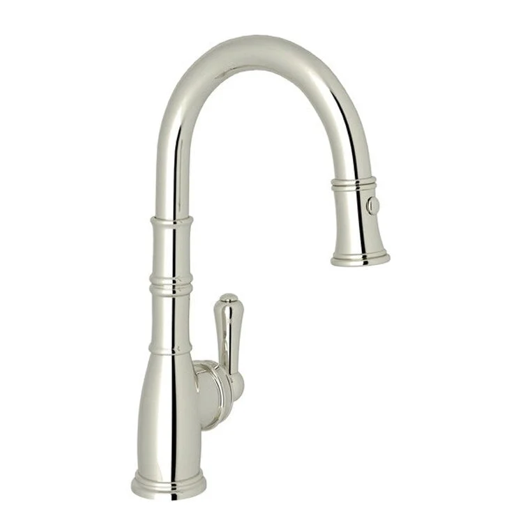 Bar Faucet Georgian Era 1 Lever Polished Nickel Pull Down Dual Spray Spout 1.75 Gallons per Minute