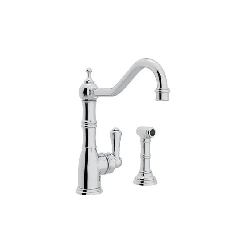 Kitchen Faucet Edwardian 1 Lever Polished Chrome Swivel Spout 1.8 Gallons per Minute