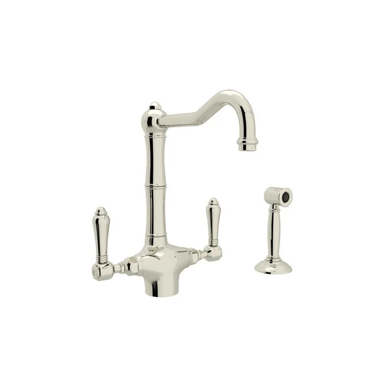 Kitchen Faucet Acqui with Sidespray 2 Metal Lever Polished Nickel 11-29/64 Inch Column Spout 1.5 Gallons per Minute