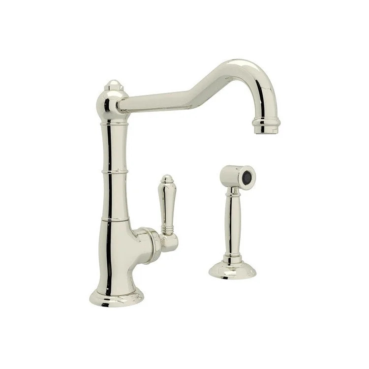 Kitchen Faucet Cinquanta with Sidespray Column Spout and Extended Spout 1 Metal Lever Polished Nickel 1.5 Gallons per Minute