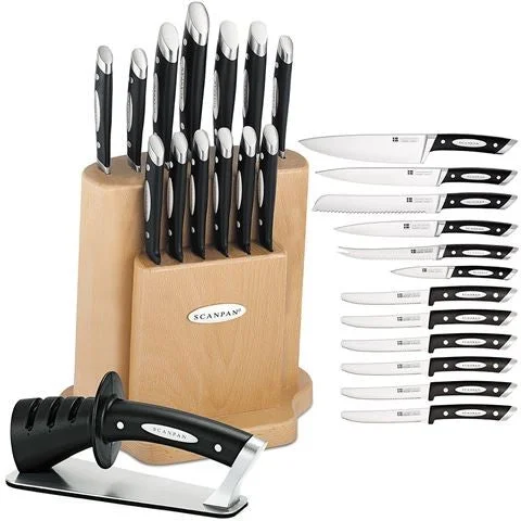 Scanpan Classic 14 Piece Cutlery Block Set W/ 3 Step Sharpener